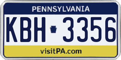 PA license plate KBH3356