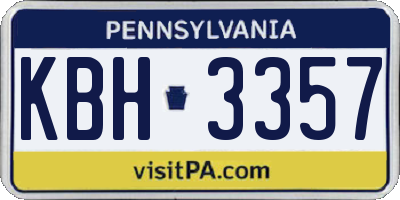 PA license plate KBH3357