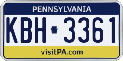 PA license plate KBH3361
