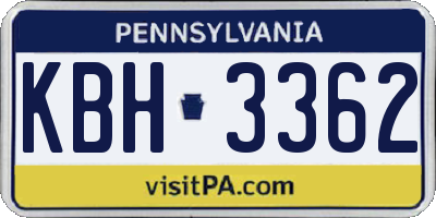PA license plate KBH3362