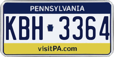 PA license plate KBH3364
