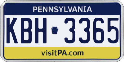 PA license plate KBH3365