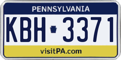 PA license plate KBH3371