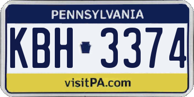 PA license plate KBH3374