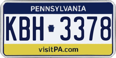 PA license plate KBH3378