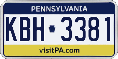 PA license plate KBH3381