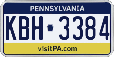 PA license plate KBH3384