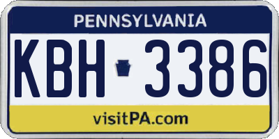 PA license plate KBH3386