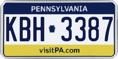 PA license plate KBH3387