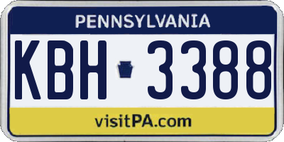 PA license plate KBH3388