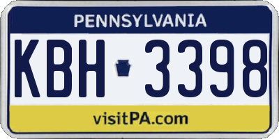 PA license plate KBH3398