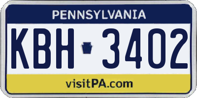 PA license plate KBH3402