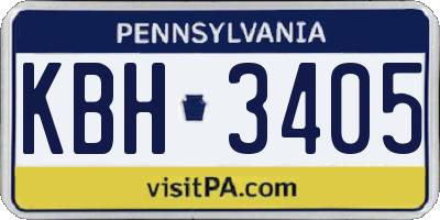 PA license plate KBH3405