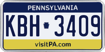 PA license plate KBH3409