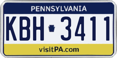 PA license plate KBH3411