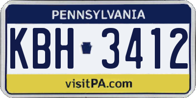 PA license plate KBH3412