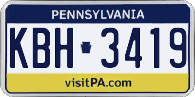 PA license plate KBH3419