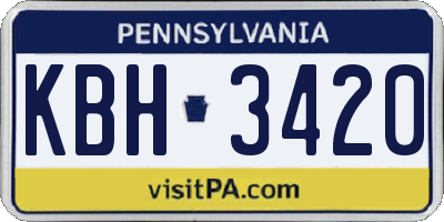 PA license plate KBH3420