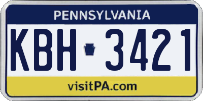 PA license plate KBH3421