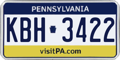 PA license plate KBH3422