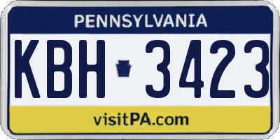 PA license plate KBH3423