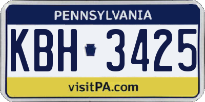 PA license plate KBH3425