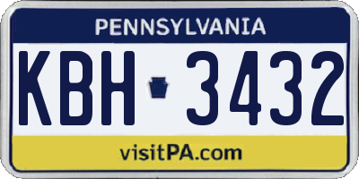 PA license plate KBH3432