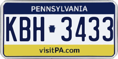 PA license plate KBH3433