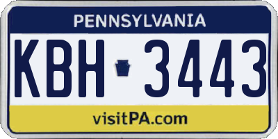 PA license plate KBH3443