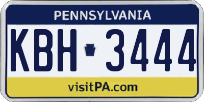 PA license plate KBH3444