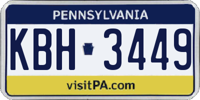 PA license plate KBH3449