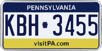 PA license plate KBH3455
