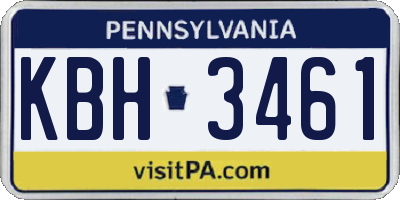 PA license plate KBH3461