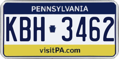 PA license plate KBH3462