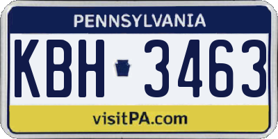PA license plate KBH3463