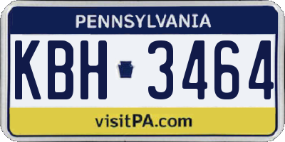 PA license plate KBH3464