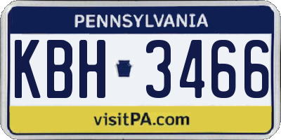 PA license plate KBH3466