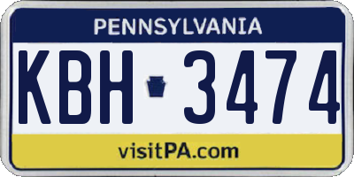 PA license plate KBH3474