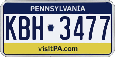 PA license plate KBH3477