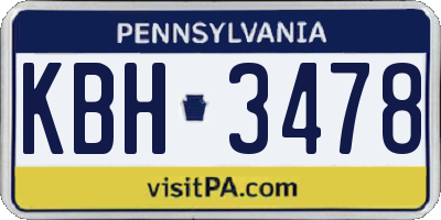 PA license plate KBH3478