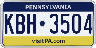 PA license plate KBH3504