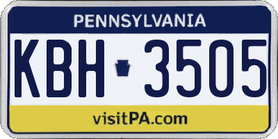 PA license plate KBH3505