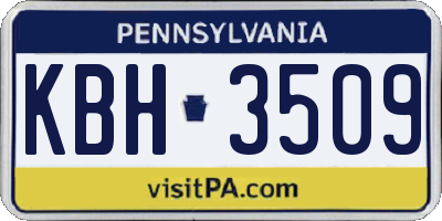 PA license plate KBH3509