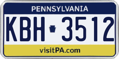 PA license plate KBH3512