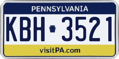 PA license plate KBH3521
