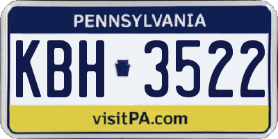 PA license plate KBH3522