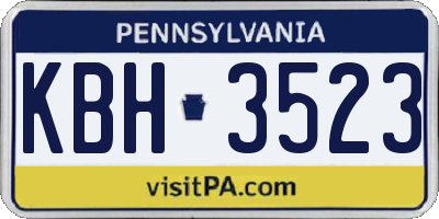PA license plate KBH3523