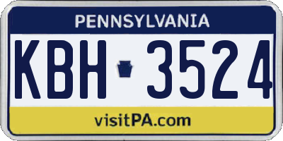 PA license plate KBH3524