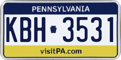 PA license plate KBH3531