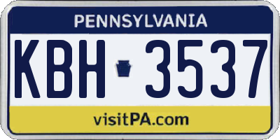 PA license plate KBH3537